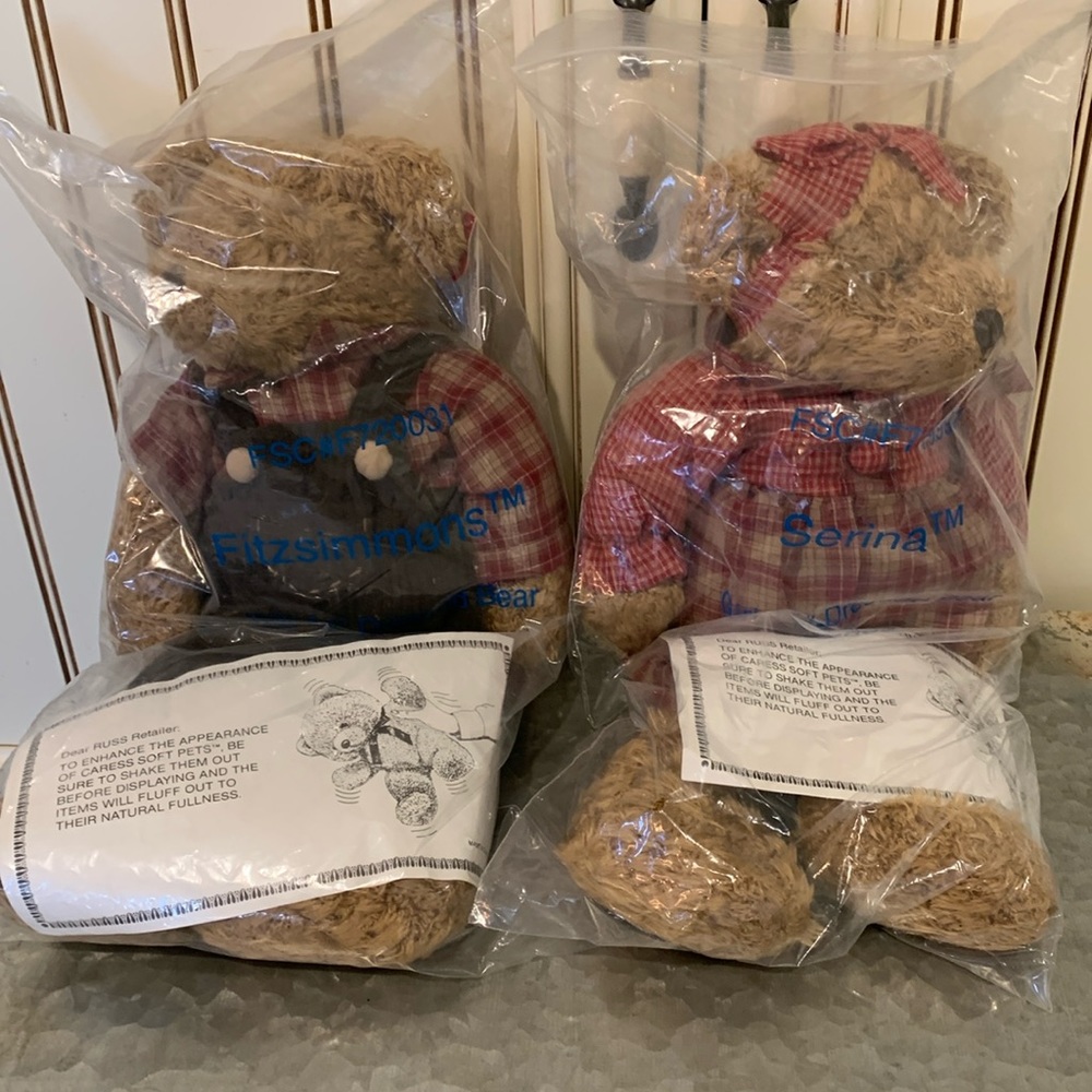 Russ teddy bears made for Avon at least 25 years old still in package.